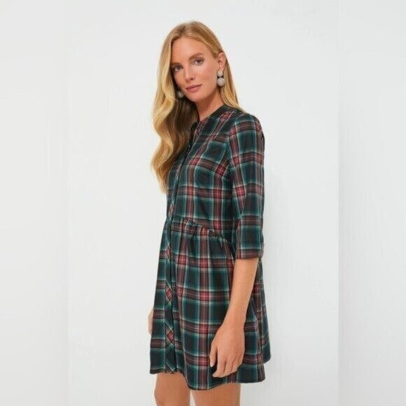 Tuckernuck | NEW Festive Plaid Tartan Royal Shirt Mini Dress Size M - Picture 5 of 15